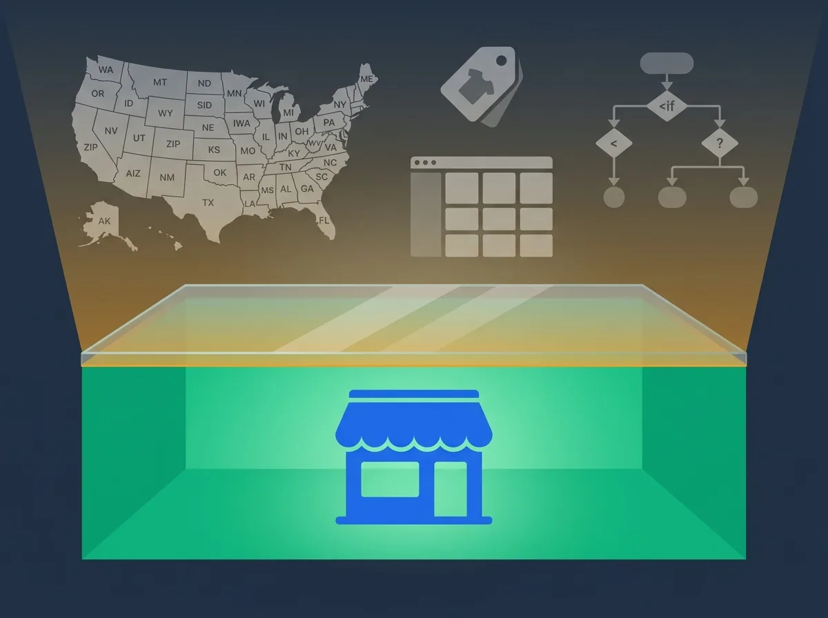 Illustration showing free shipping restriction plugin limitations versus advanced paid features