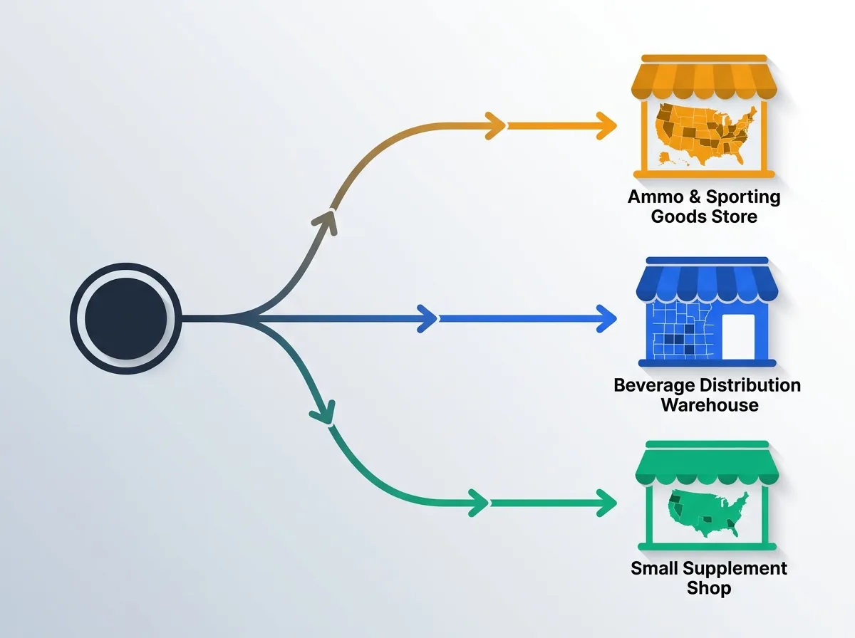 Decision flowchart showing three regulated shipping scenarios for choosing the right plugin